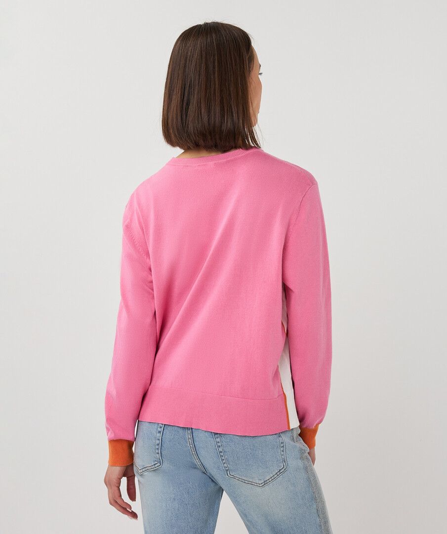 Esqualo Sweater Rose Striped Sleeve Sweater