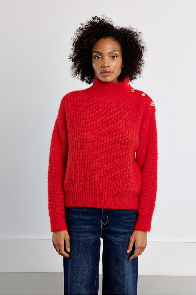Molly Bracken Dark Red Stand Up Sweater