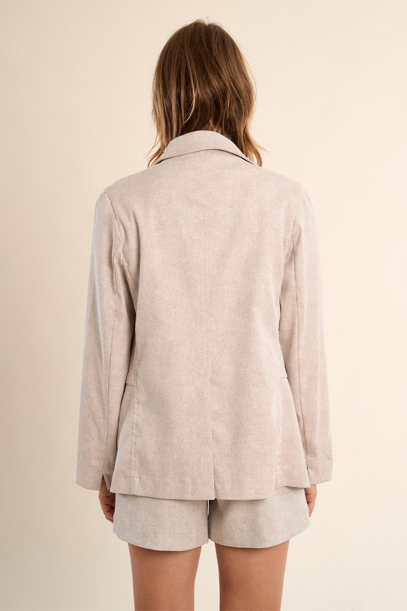 Molly Bracken Beige Straight Blazer