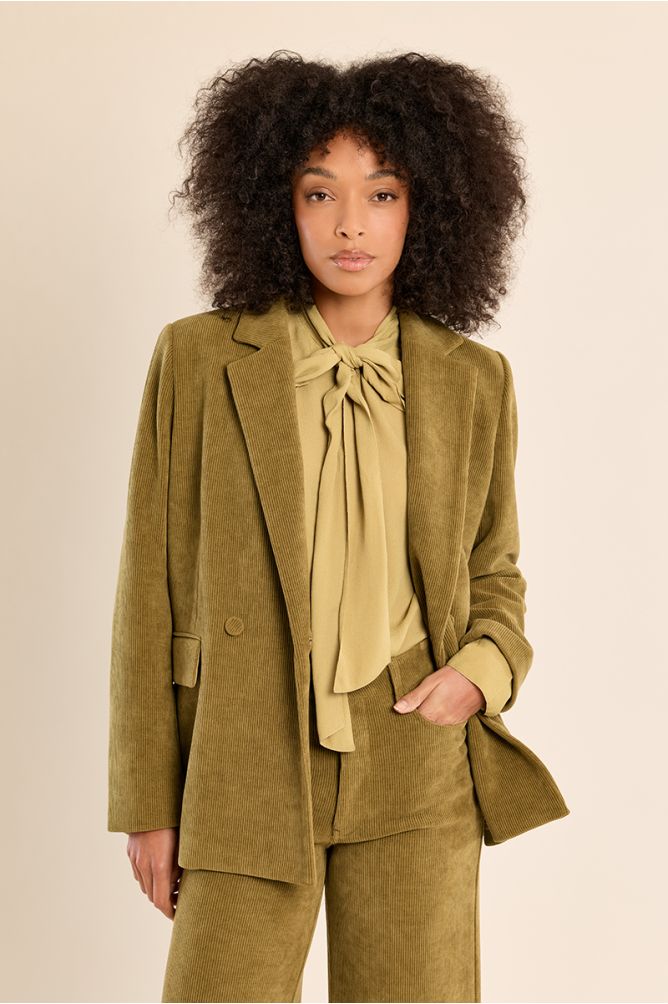 Molly Bracken Olive Green Corduroy Blazer