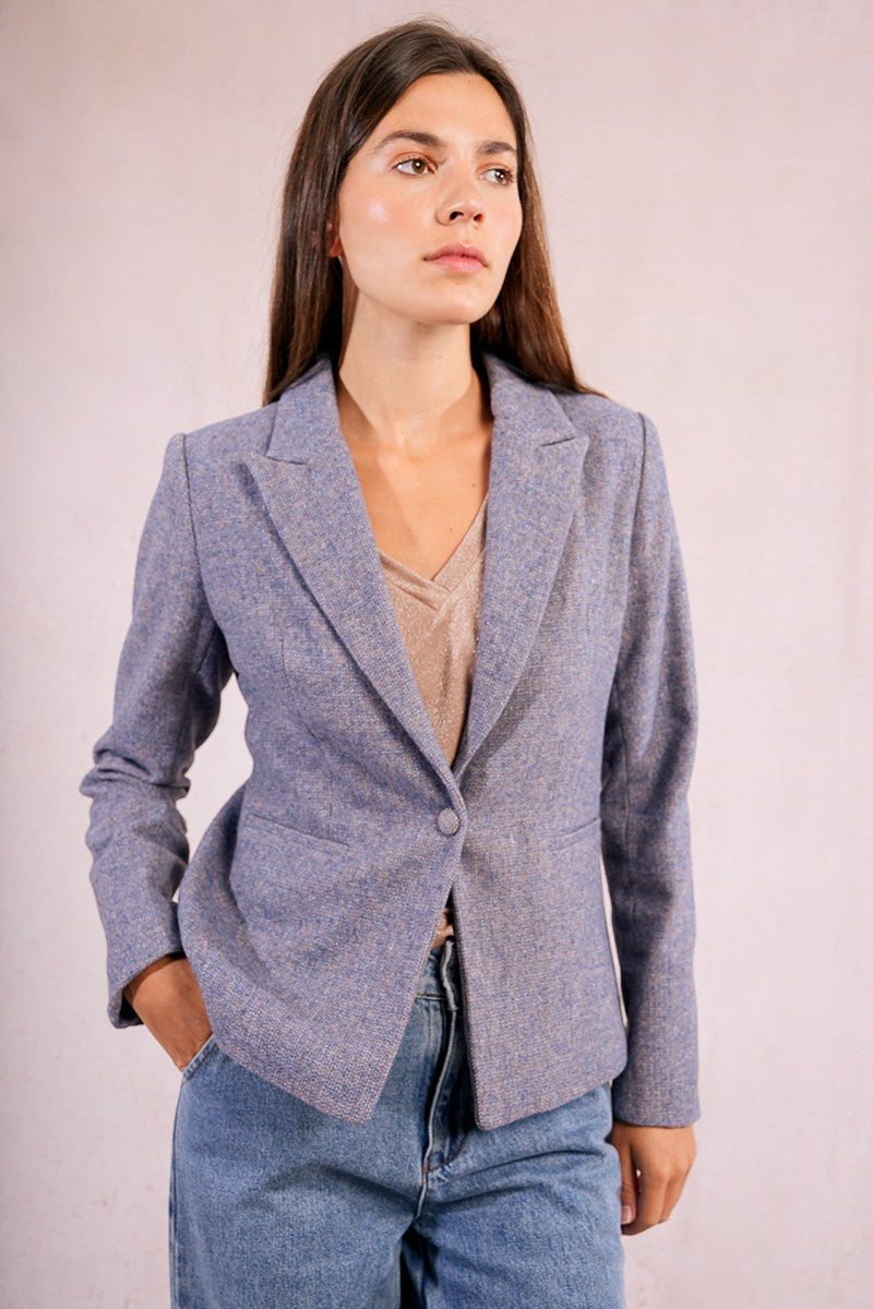 Molly Bracken Straight Wool Blue Blazer