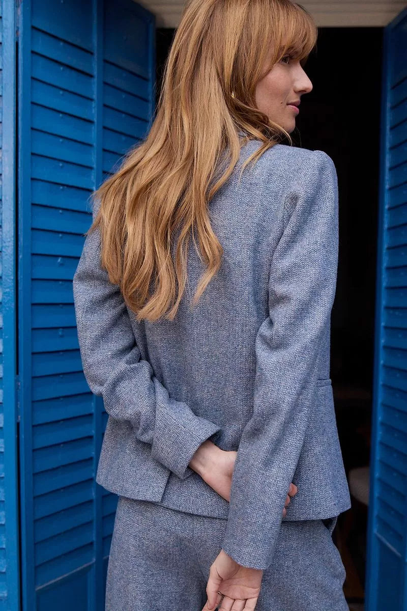 Molly Bracken Straight Wool Blue Blazer