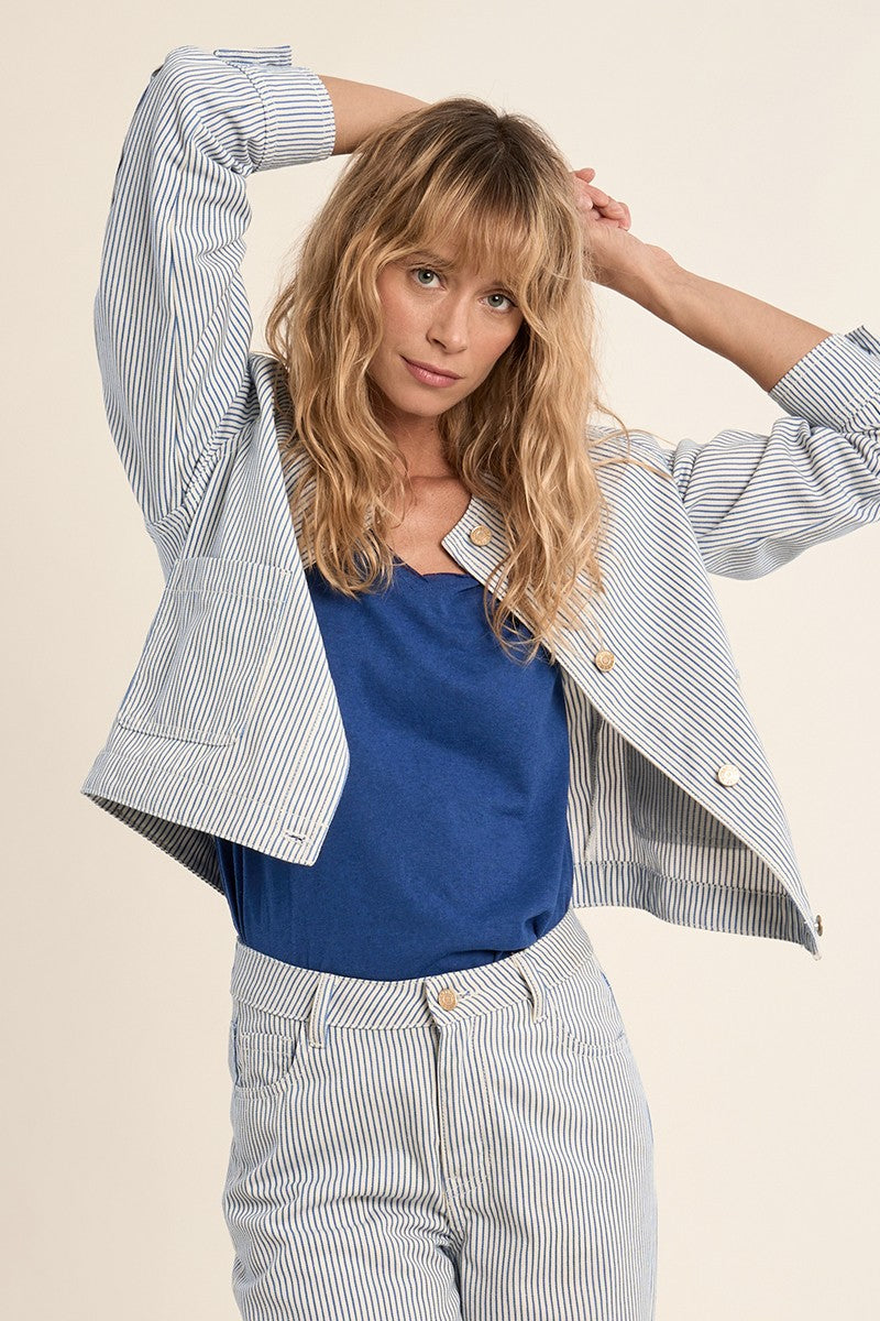 Molly Bracken Striped Denim Jacket