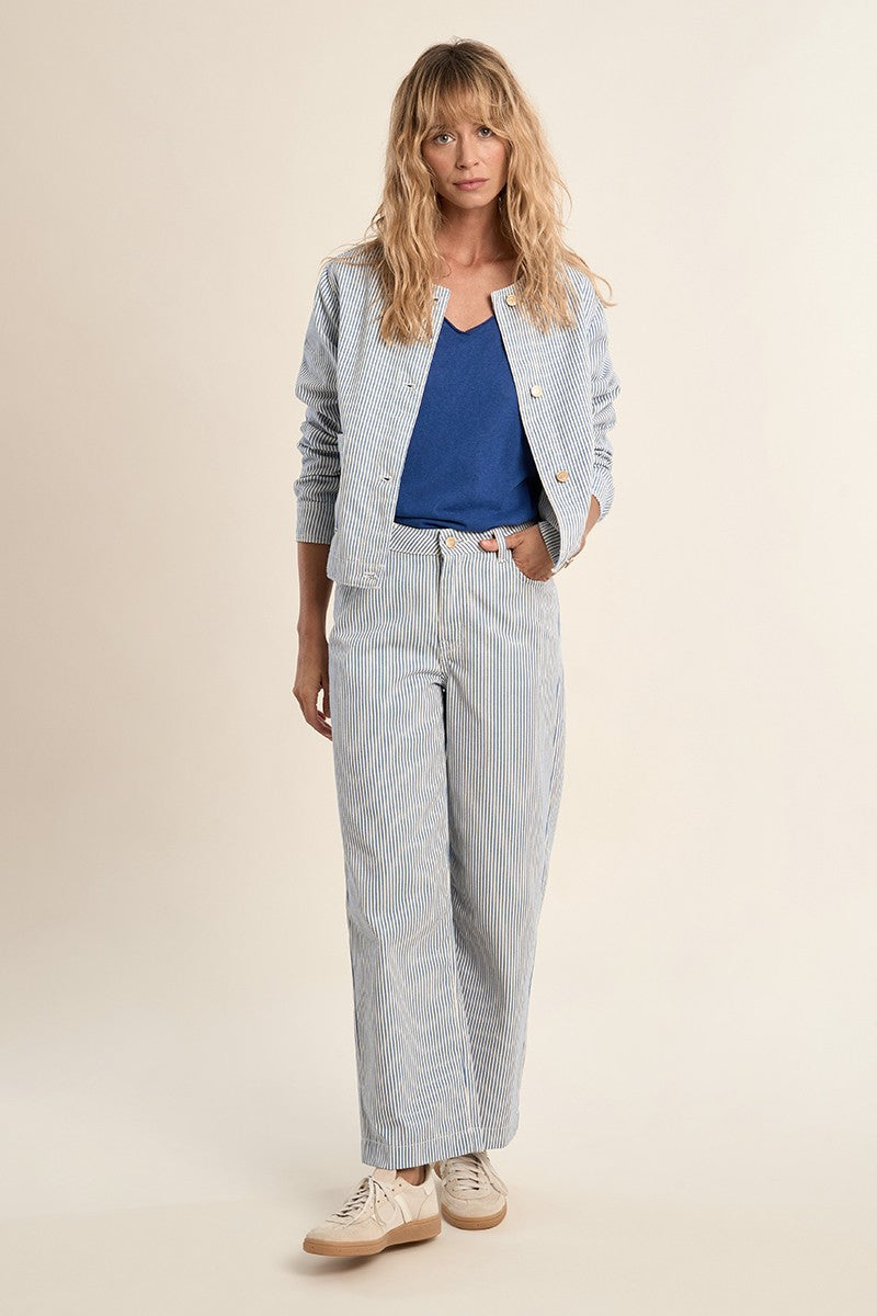 Molly Bracken Striped Denim Jacket