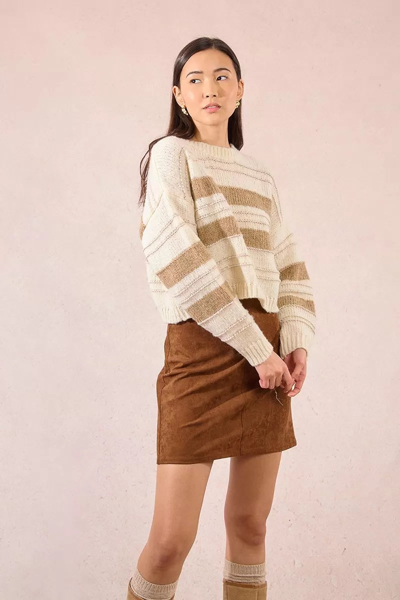 Molly Bracken Striped Knitted Cropped Sweater
