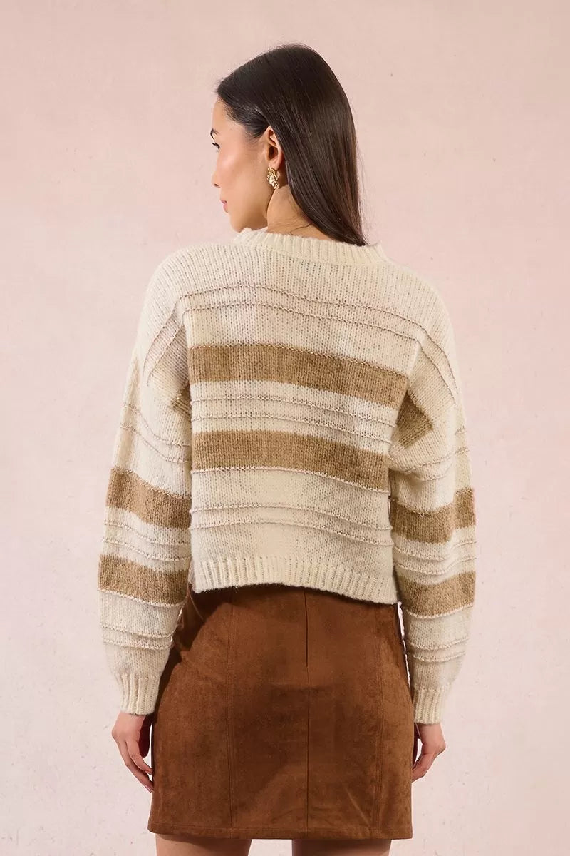 Molly Bracken Striped Knitted Cropped Sweater