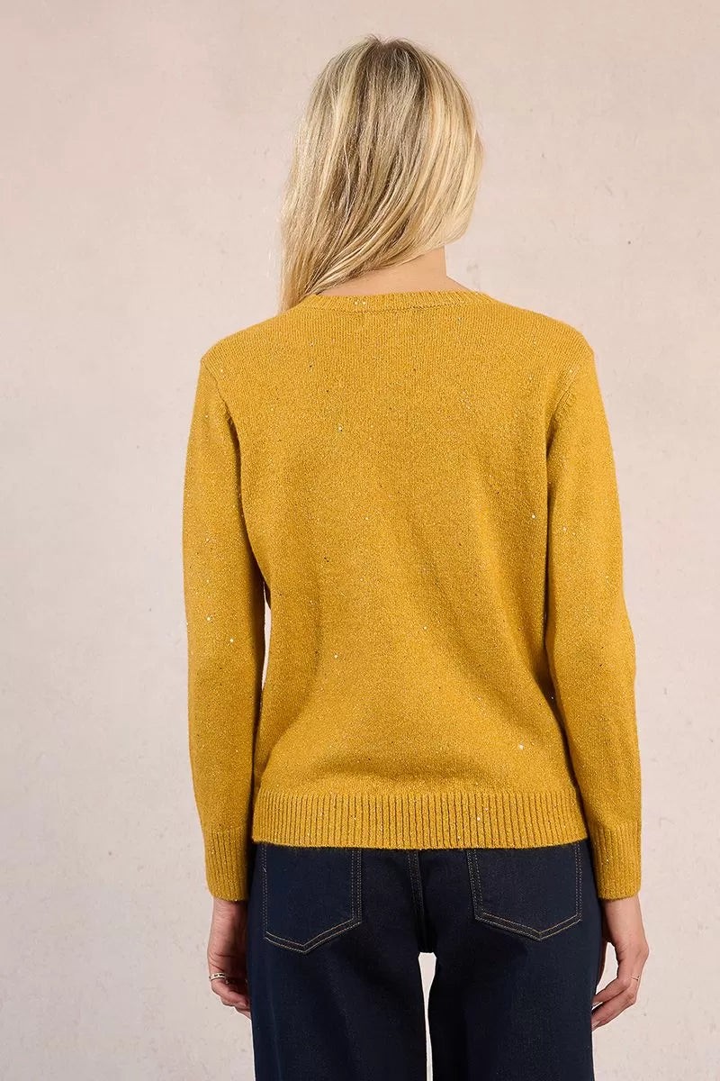 Molly Bracken Saffron Yellow Sweater Sprinkled With Sequins
