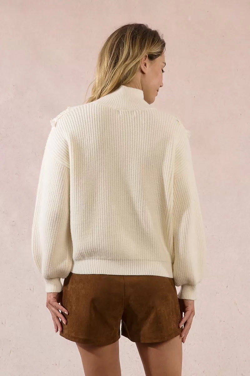 Molly Bracken Off White Sweater With Fancy Bust
