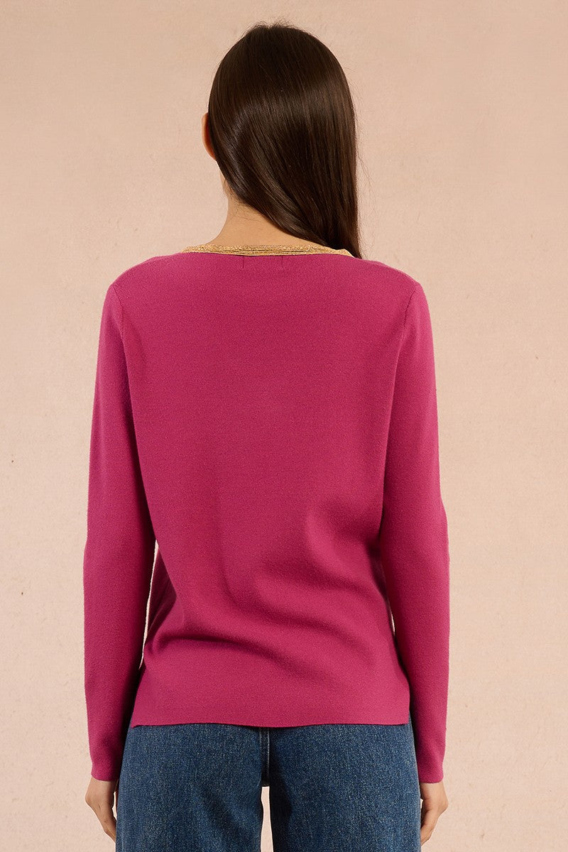 Molly Bracken Purple Bourg V Neck Sweater