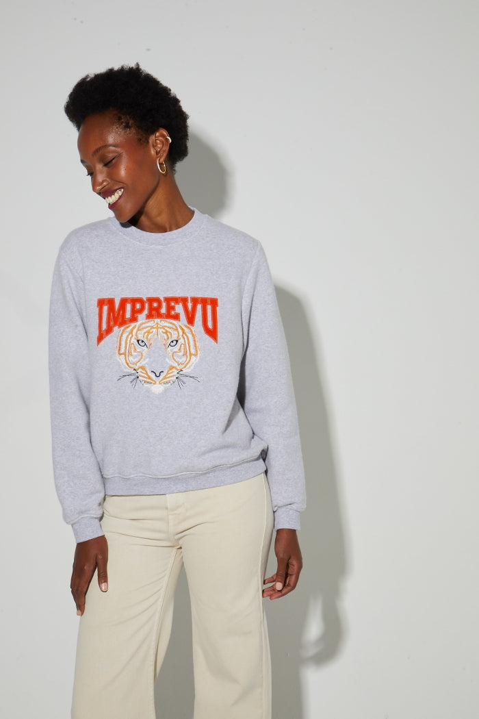 Imprevu Eddie Gris Chine Orange Tiger Sweatshirt