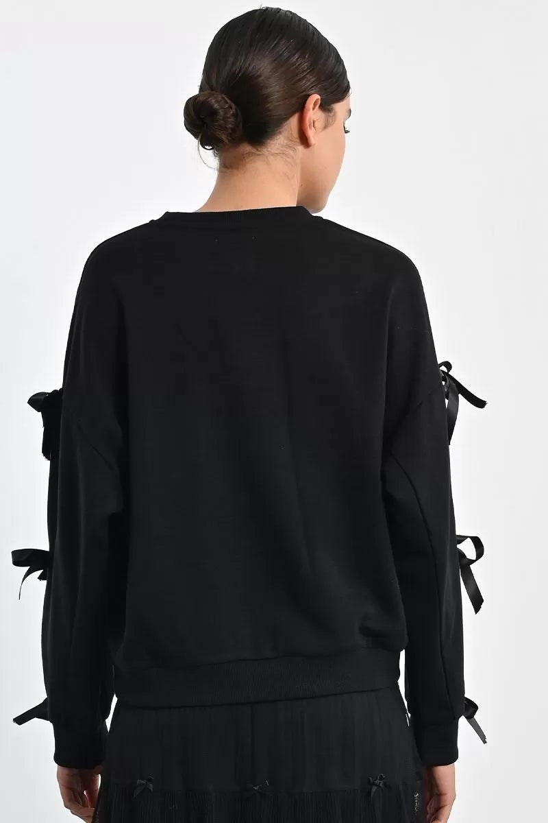 Lili Sidonio Black Sweatshirt With Fancy Bows