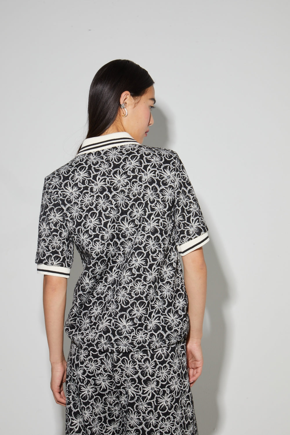 IMPREVU Panama Flower Black Polo Shirt