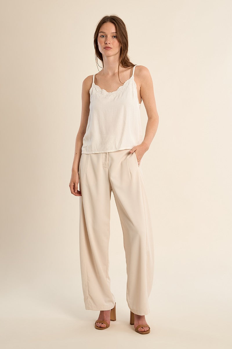 Molly Bracken Creme Tailored Trousers