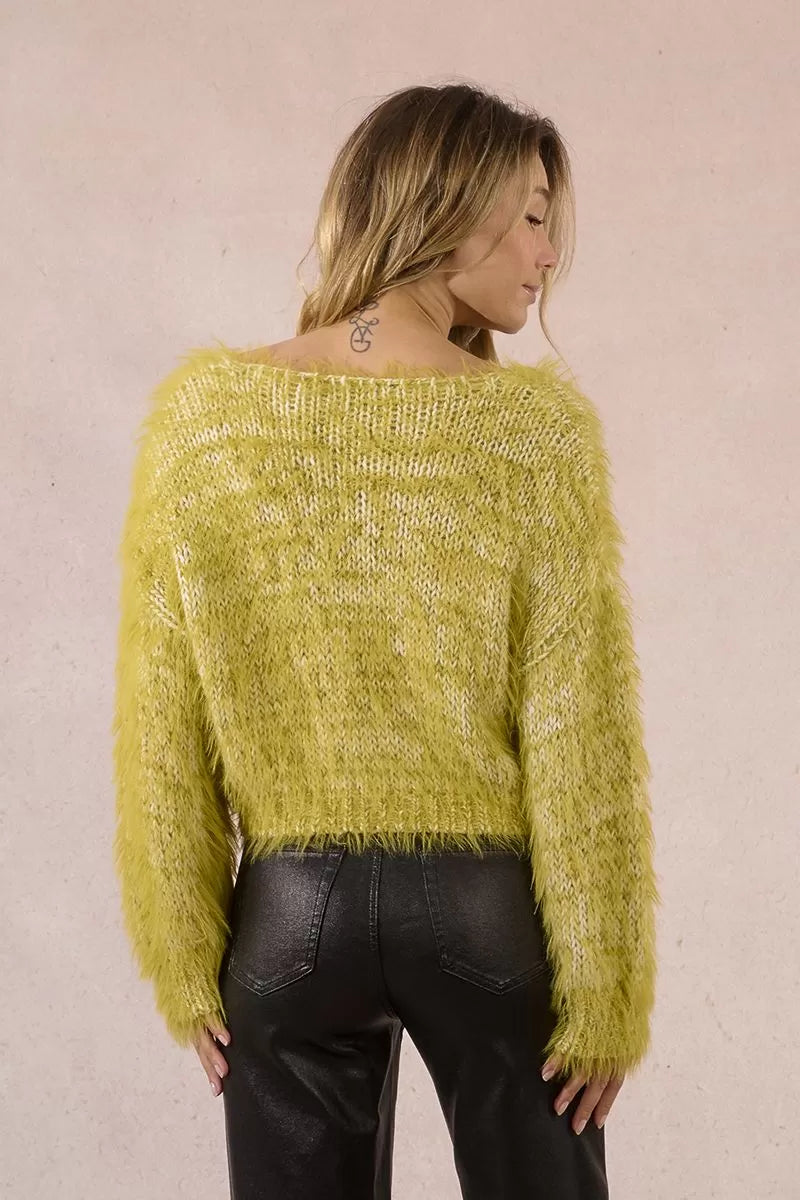 Molly Bracken Textured Lime Green Sweater