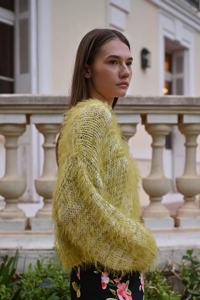 Molly Bracken Textured Lime Green Sweater