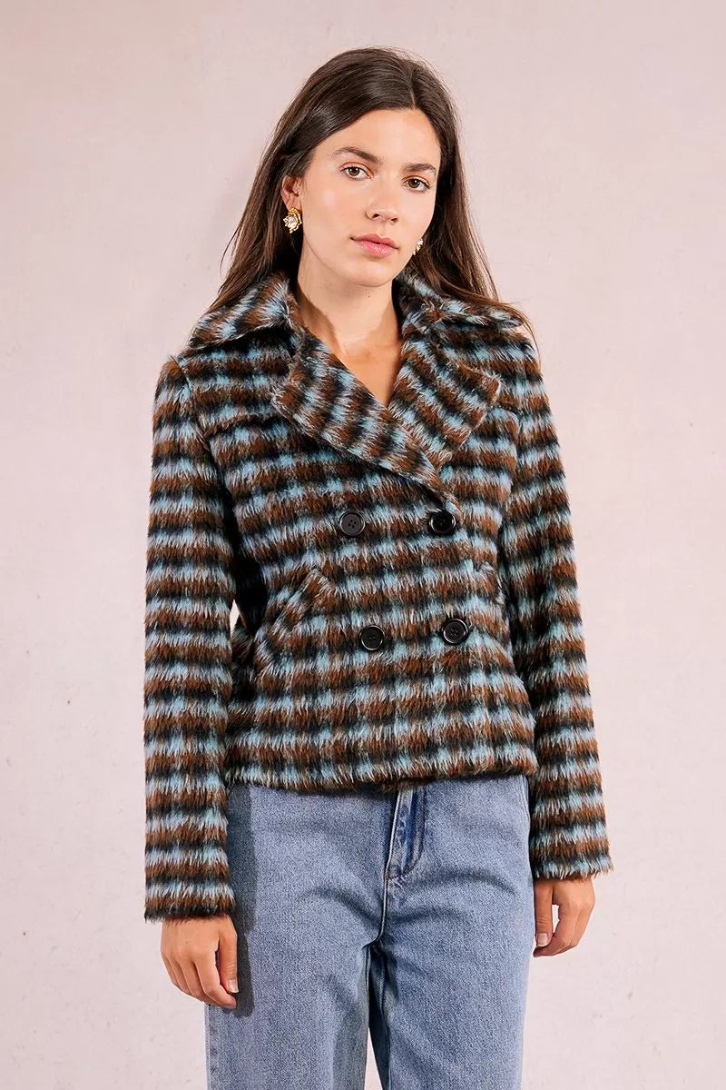 Molly Bracken Textured Plaid Coat