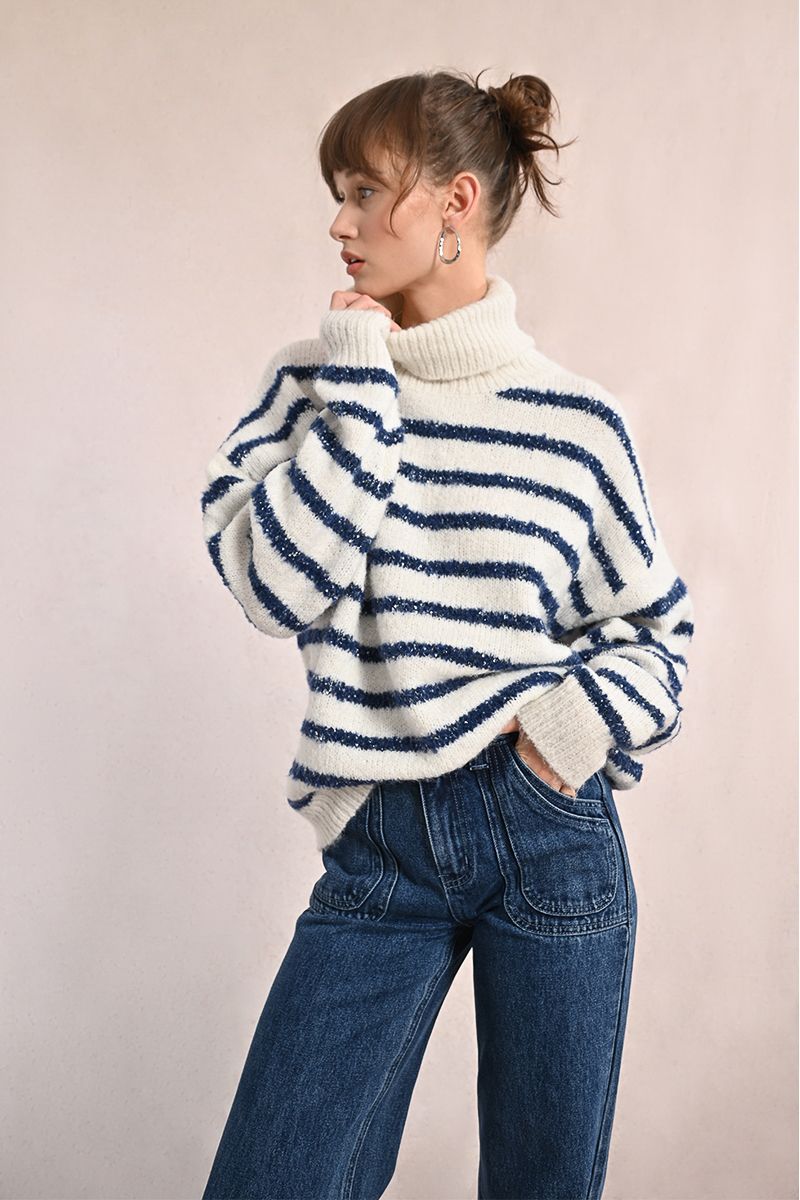 Molly Bracken Off White/Blue Multi Sweater