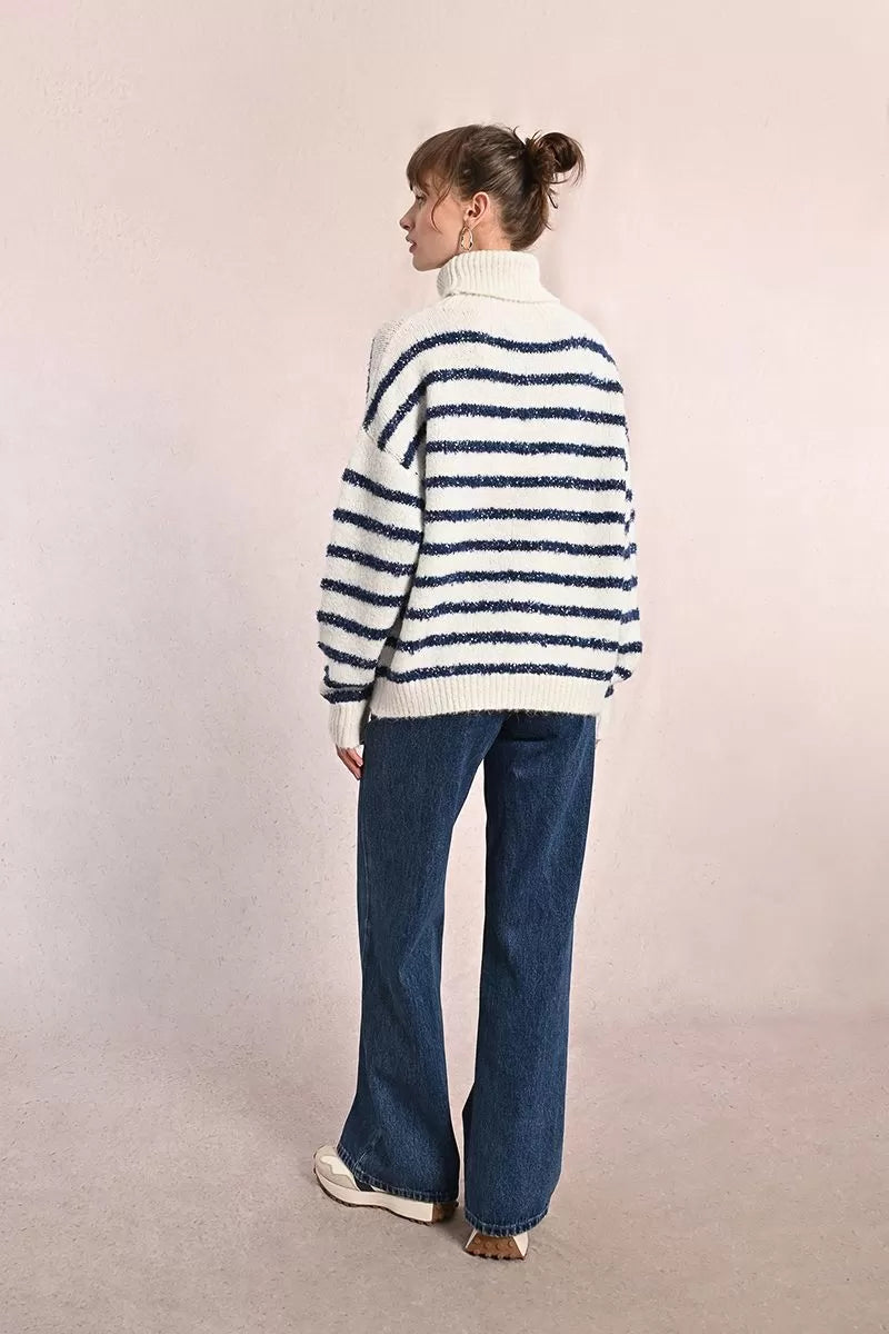 Molly Bracken Off White/Blue Multi Sweater