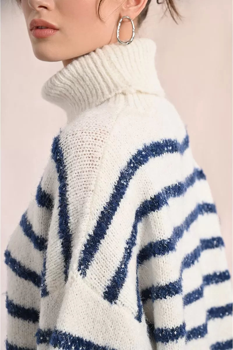Molly Bracken Off White/Blue Multi Sweater
