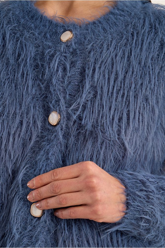 Molly Bracken Denim Blue Fluffy Cardigan
