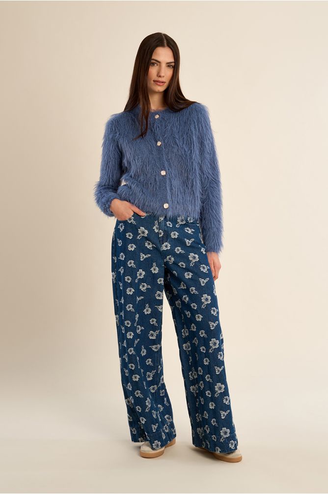 Molly Bracken Denim Blue Fluffy Cardigan