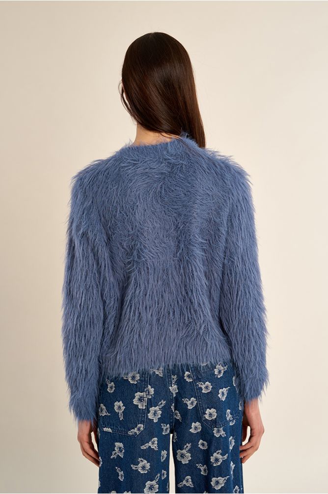 Molly Bracken Denim Blue Fluffy Cardigan