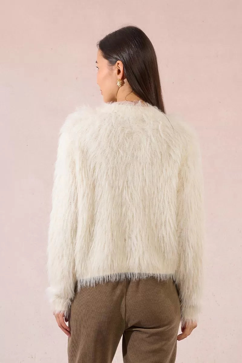Molly Bracken Off-White Textured Cardigan