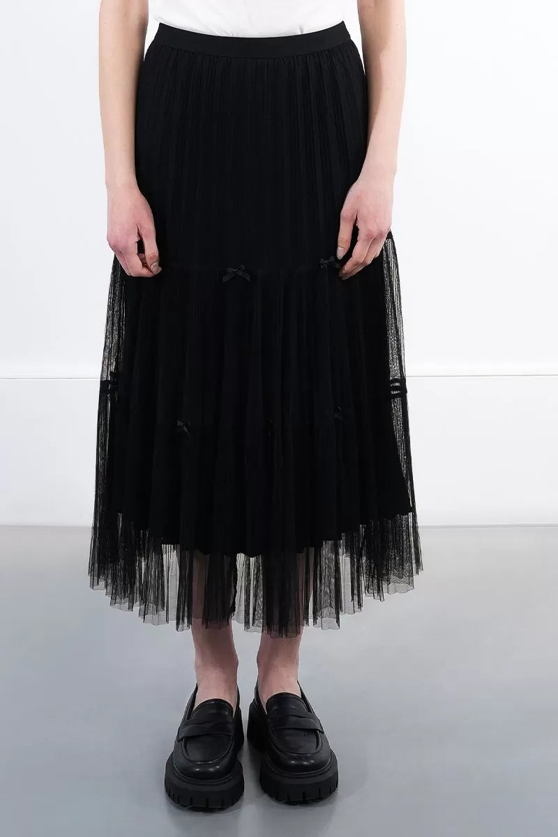 Molly Bracken Black Tulle Skirt With Bow Details