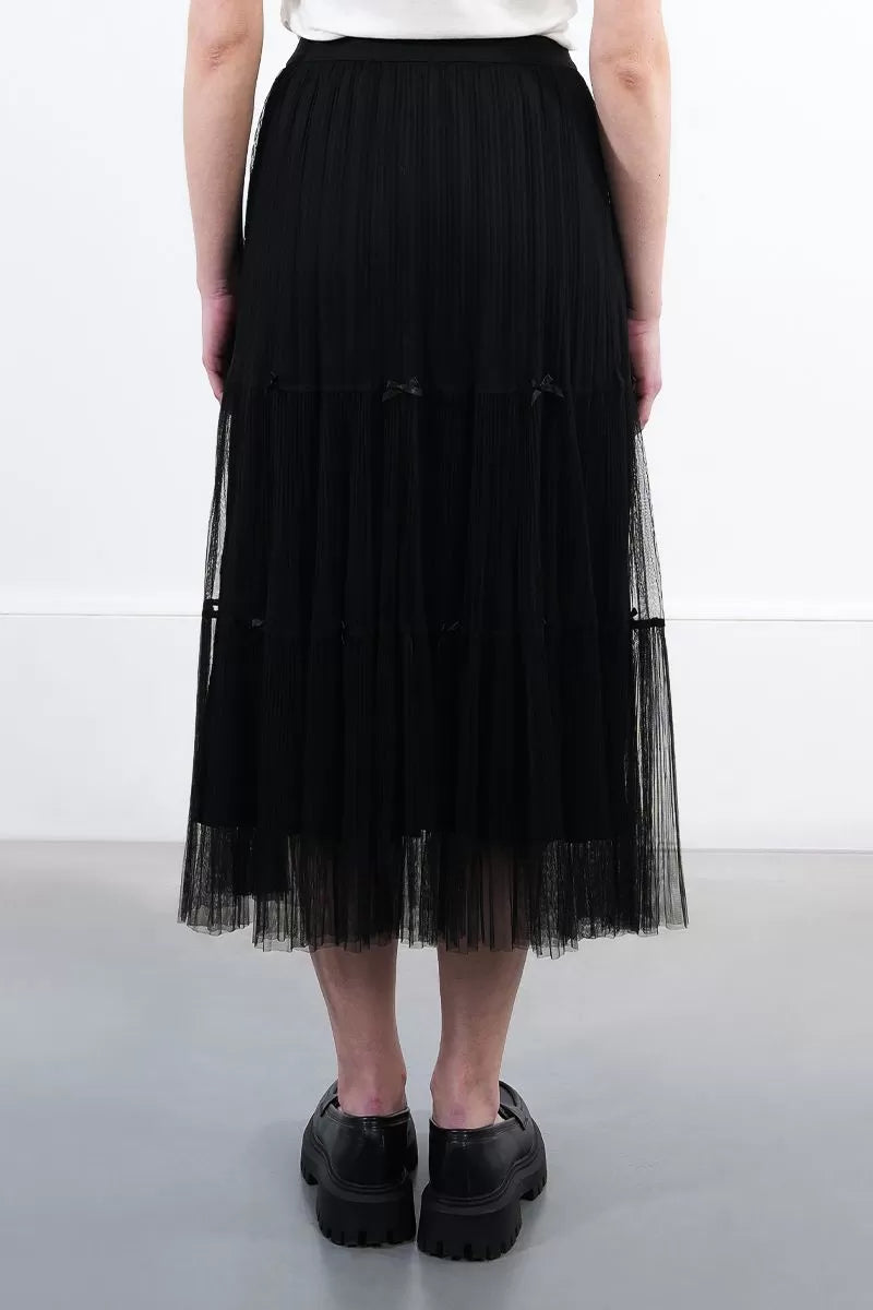 Molly Bracken Black Tulle Skirt With Bow Details