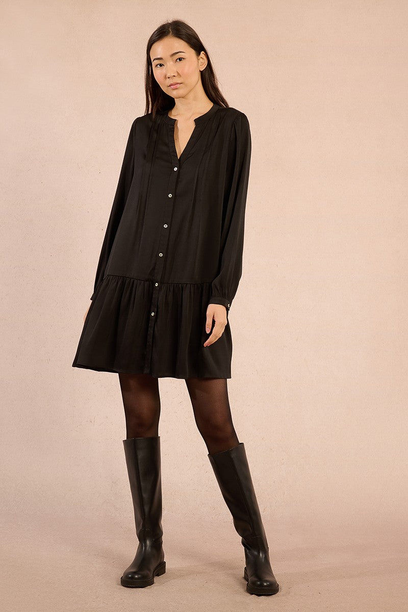 Molly Bracken Tunisian Collar Shirt Black Dress
