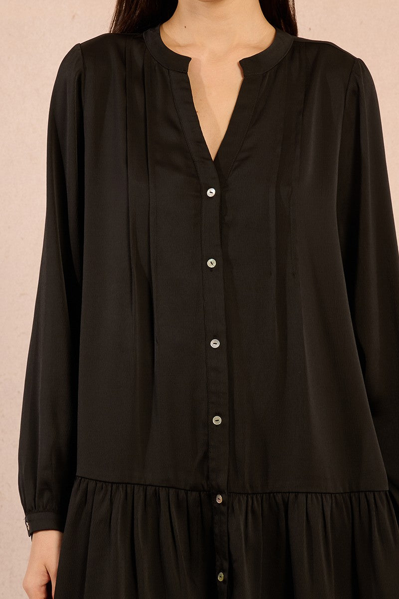 Molly Bracken Tunisian Collar Shirt Black Dress