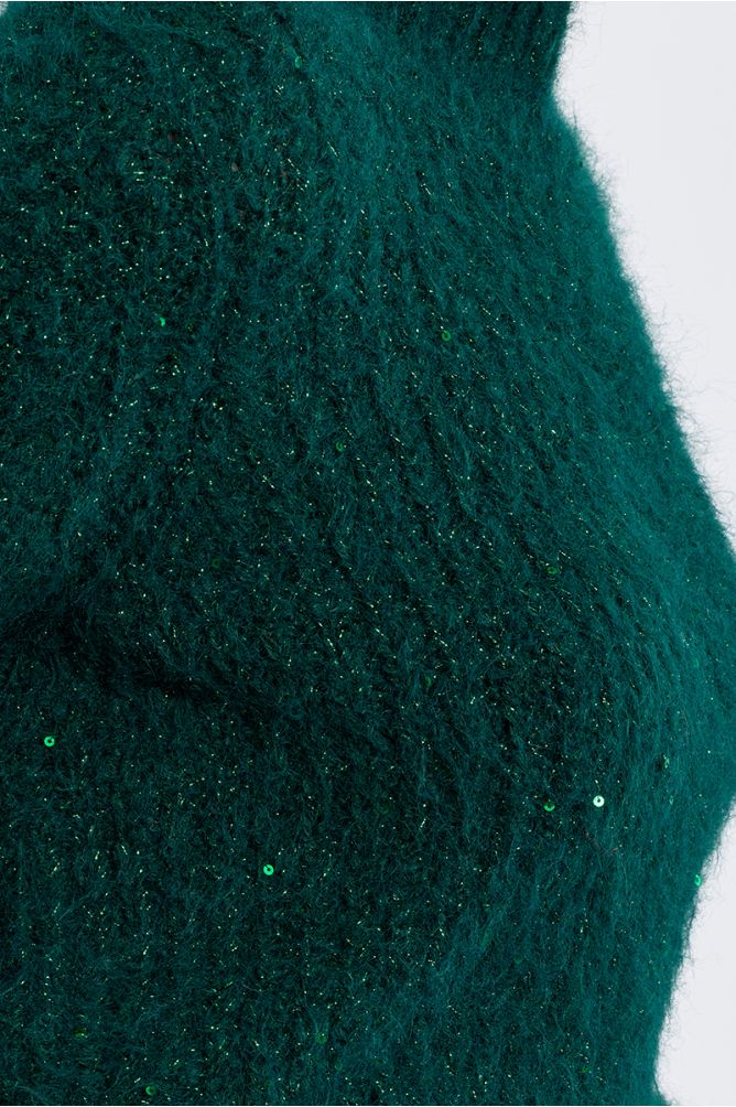 Molly Bracken Sequin Forest Green Turtle Neck Sweater
