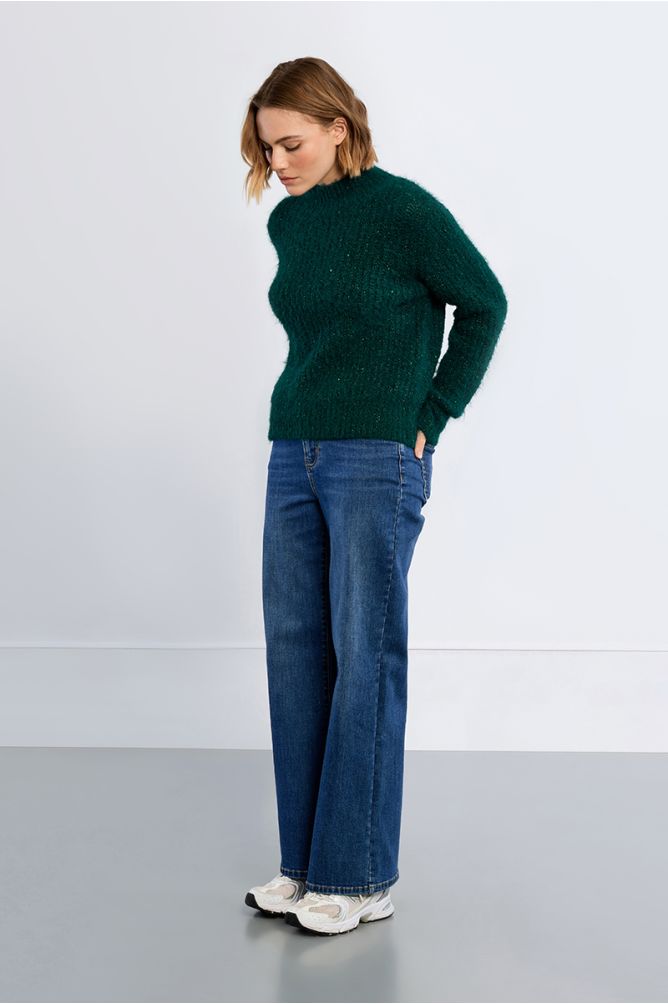 Molly Bracken Sequin Forest Green Turtle Neck Sweater