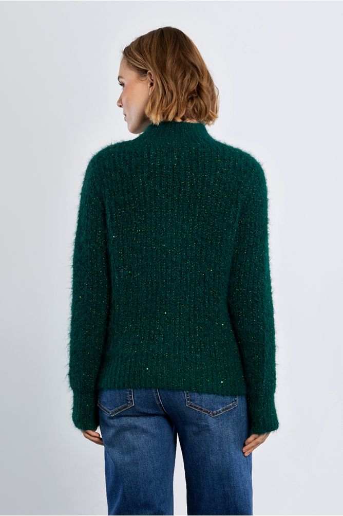 Molly Bracken Sequin Forest Green Turtle Neck Sweater