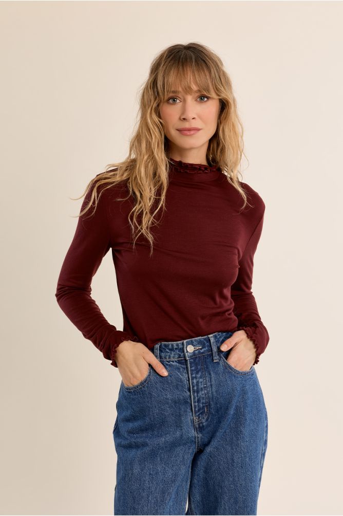 Molly Bracken Mock Neck Dark Red Undersweater