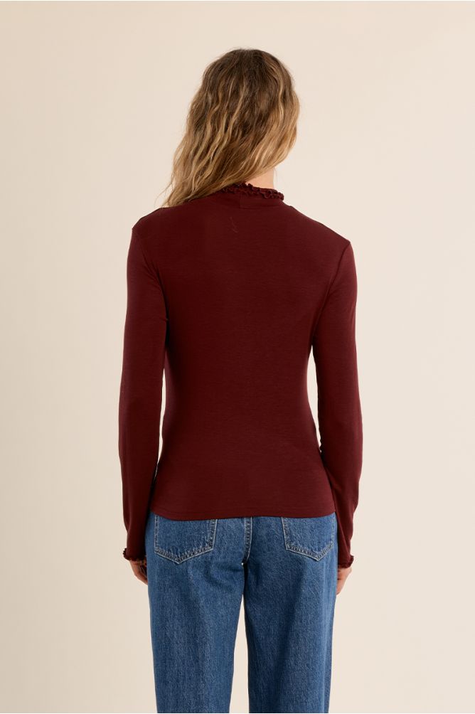 Molly Bracken Mock Neck Dark Red Undersweater