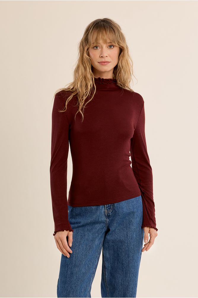 Molly Bracken Mock Neck Dark Red Undersweater