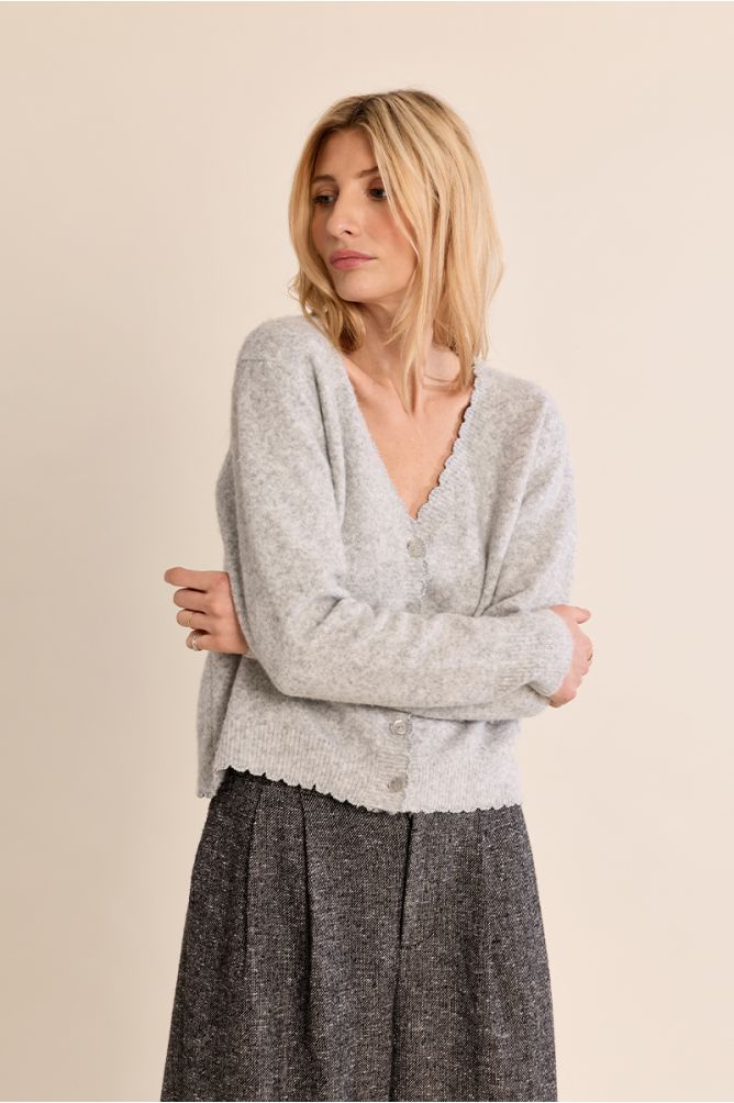 Molly Bracken Knitted Silvery Grey Cardigan