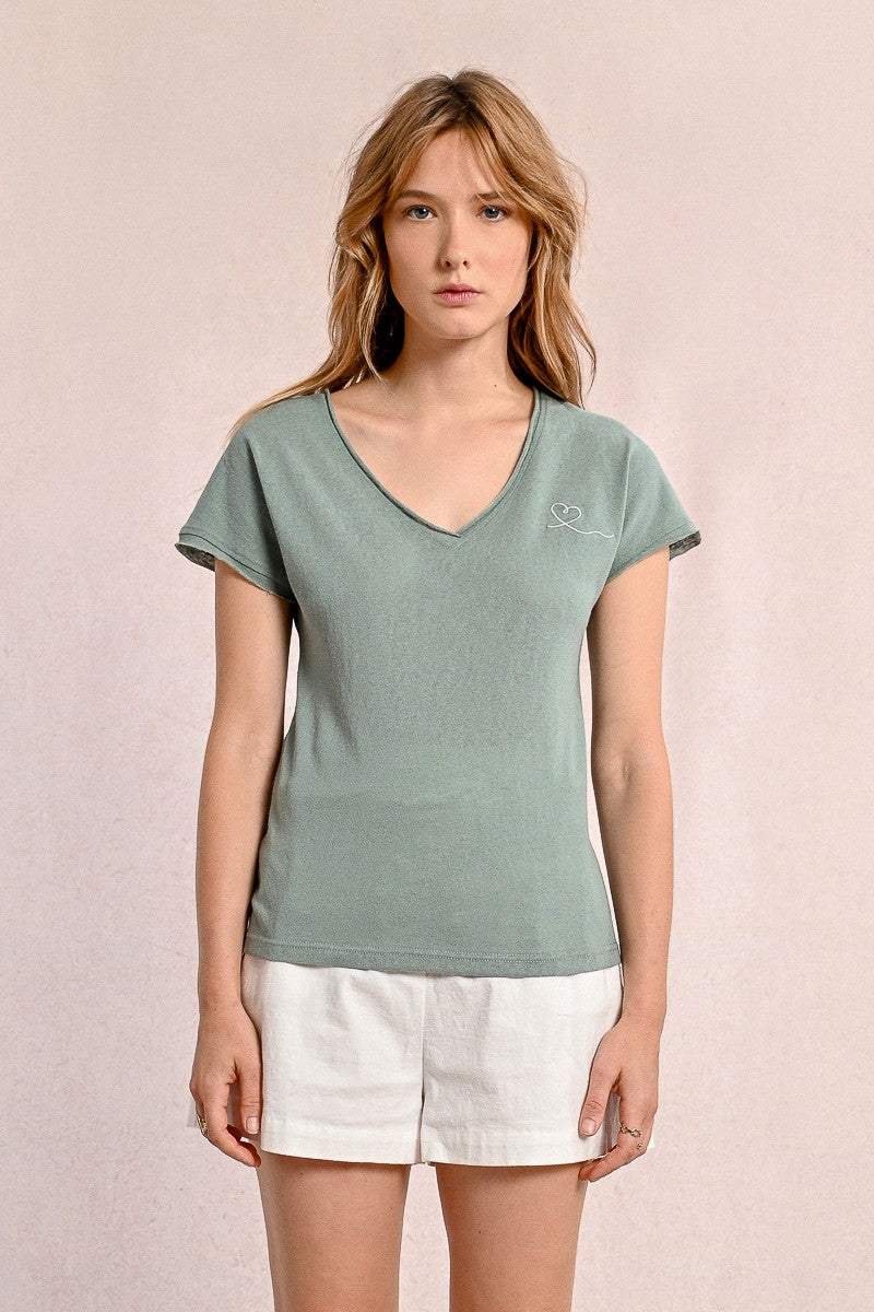 Molly Bracken Sage Green Knitted Tee