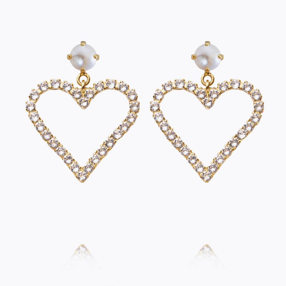 Caroline Svedbom Heart To Heart Earrings Gold Pearl Crystal