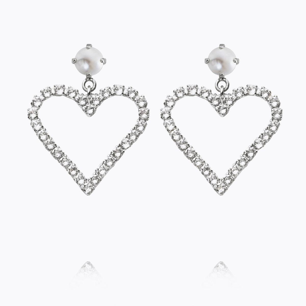 Caroline Svedbom Heart To Heart Earrings Rhodium Pearl Crystal