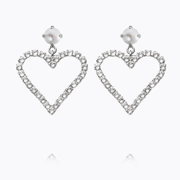 Caroline Svedbom Heart To Heart Earrings Rhodium Pearl Crystal