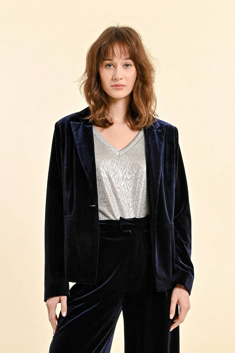 Velvet navy blazer sale