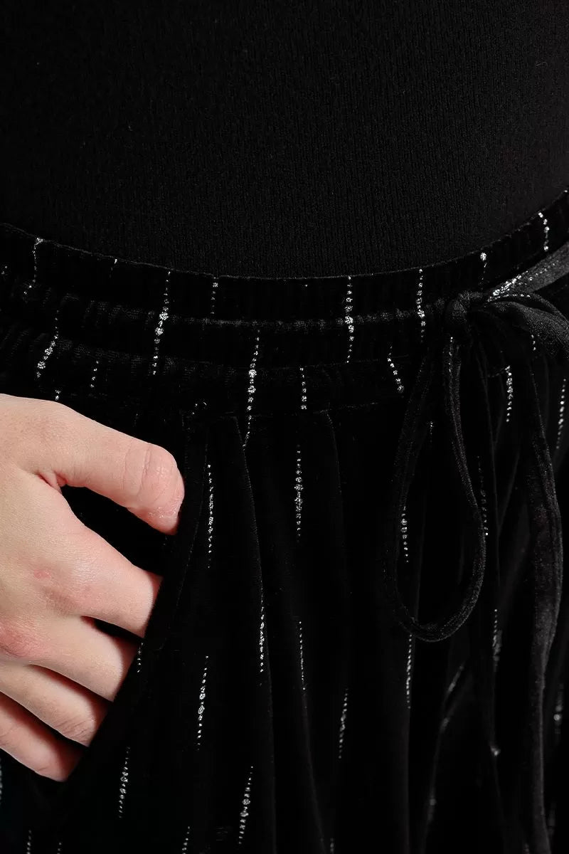 Lili Sidonio Velvet And Rhinestone Black Trousers