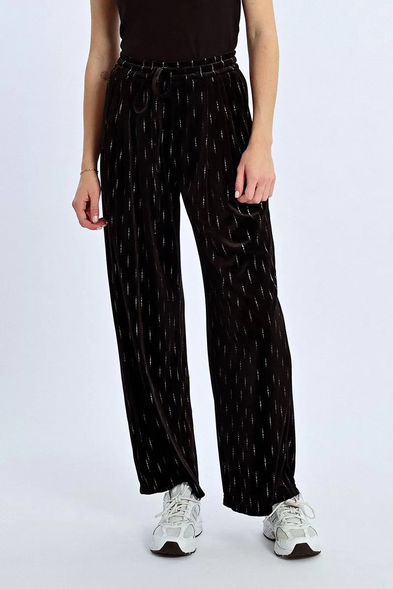 Lili Sidonio Velvet And Rhinestone Black Trousers
