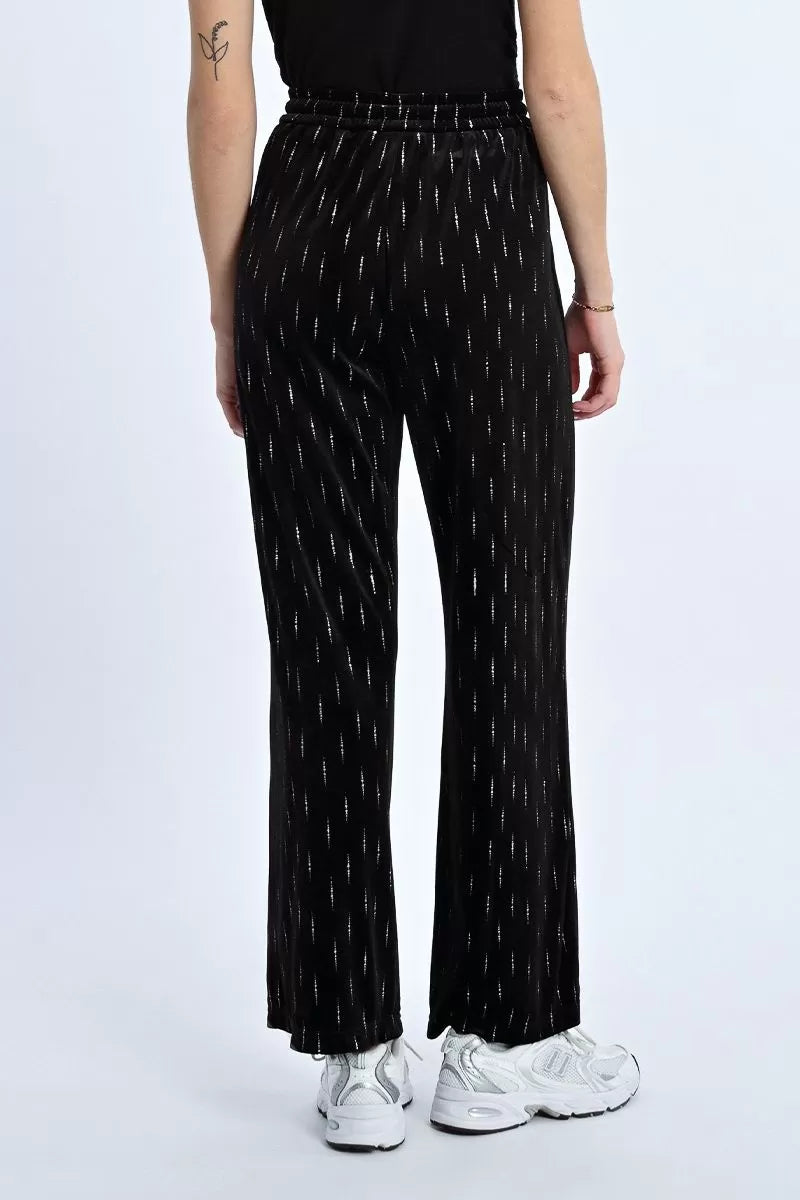 Lili Sidonio Velvet And Rhinestone Black Trousers