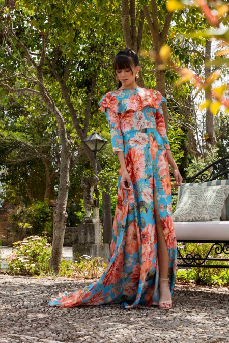 Matilde Cano Estampo Mangas Simona Midi Dress