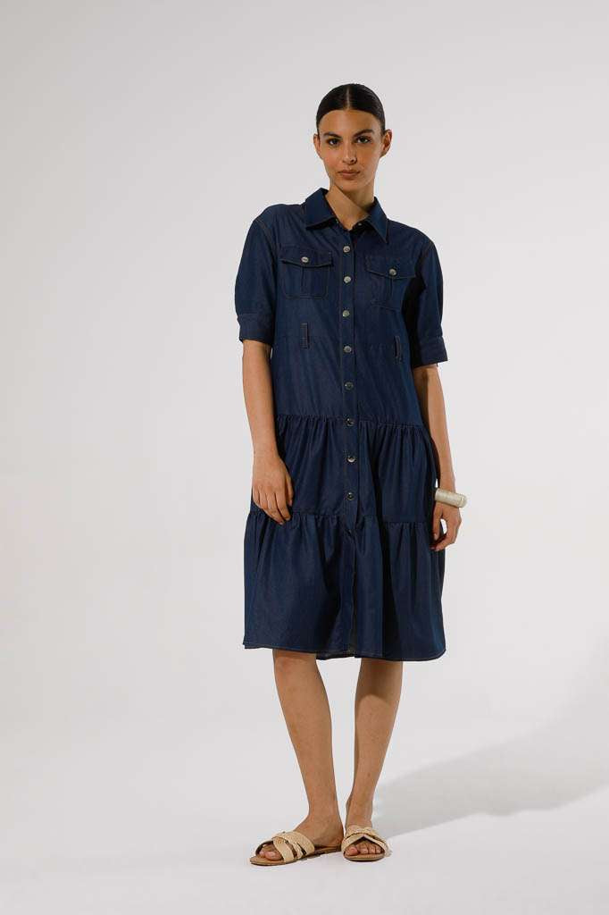 GoaGoa Flowing MIdi Denim Denim Dress