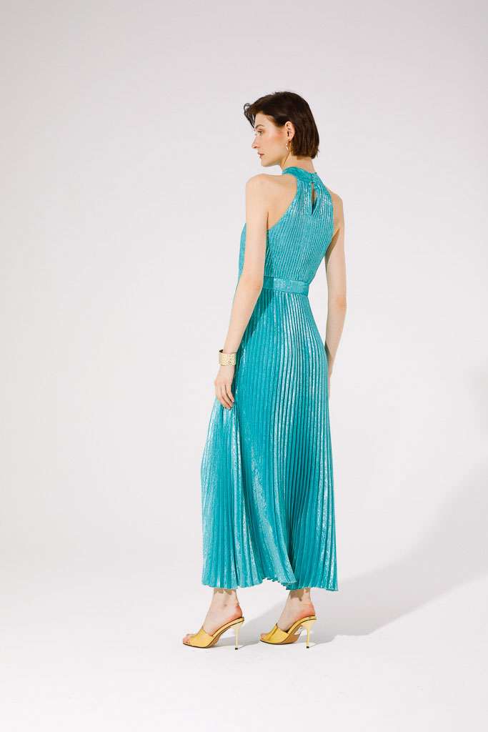 GoaGoa Turquoise Laminated Pleated Dress