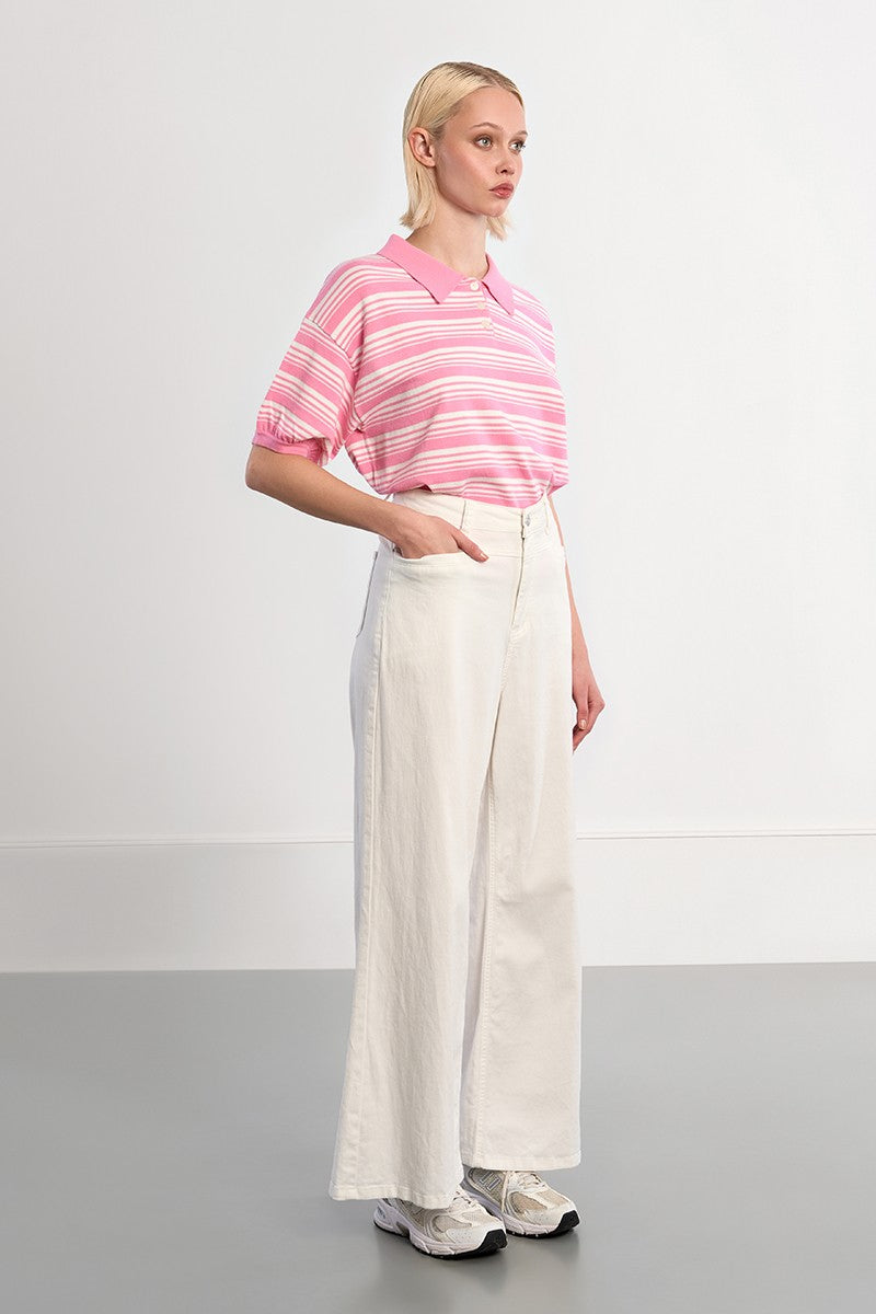 Lili Sidonio White Wide Flared Jeans